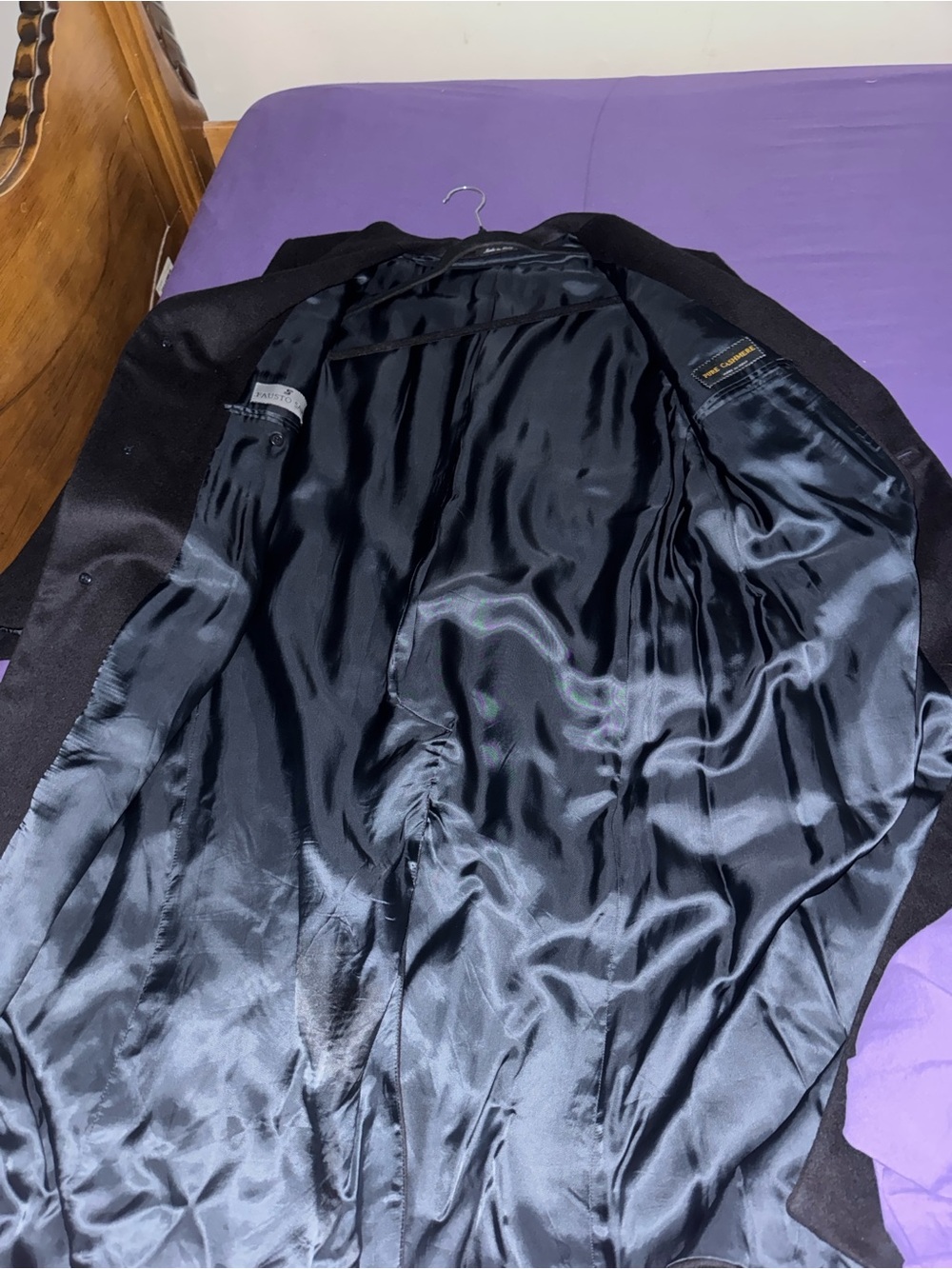 Men's Black Pure Cashmere Overcoat - Picture 2 of 7